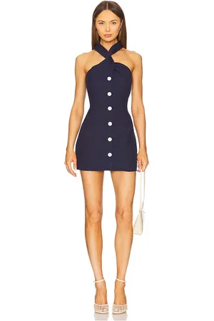 Matthew Bruch Twist Button Up Mini Dress in Navy. - size 6 (also in 8)