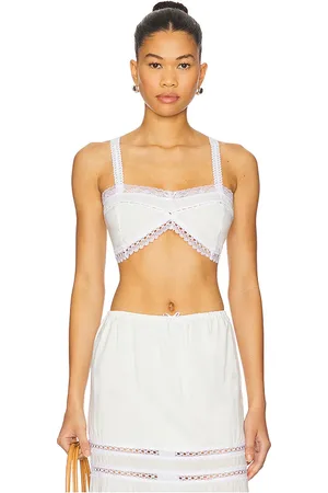 SWF Fine Lace Bralette in White. - size L (also in M, S, XS)