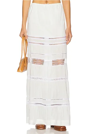 SWF Tiered Lace Maxi Skirt in White. - size L (also in M, S, XS)