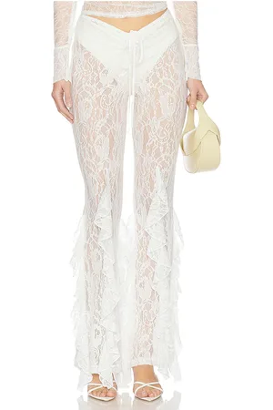 Leslie Amon Ruffle Pants in White. - size L (also in M, S, XL, XS)