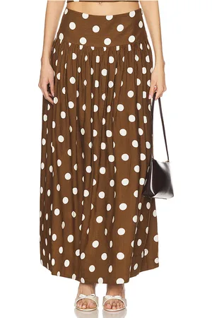 MAJORELLE Dot Maxi Skirt in Brown. - size L (also in M, S, XL, XS, XXS)