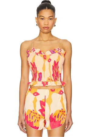 SWF Ruffled Spaghetti Top in Orange. - size L (also in M, S, XS)