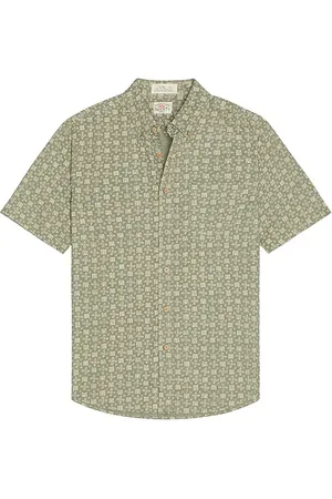 Faherty Short Sleeve Breeze Shirt in Green. - size L (also in M, S, XL/1X)