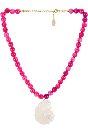 8 Other Reasons Beaded Shell Necklace in Fuchsia.