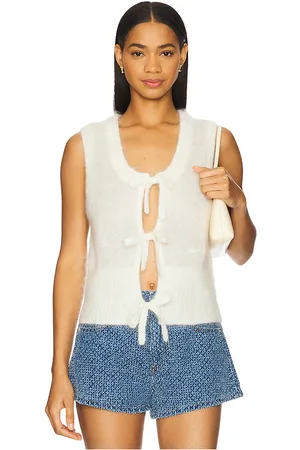 Ganni Mohair Tie String Vest in Ivory. - size L (also in M, S, XS)