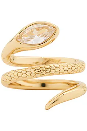 Ettika Serpent Wrap Ring in Metallic Gold.