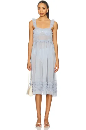 Free People Moon Phase Midi Dress in Blue. - size L (also in M, S, XS)