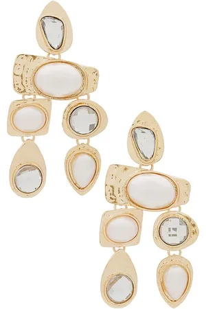 petit moments Multi Stone Earrings in Metallic Gold.