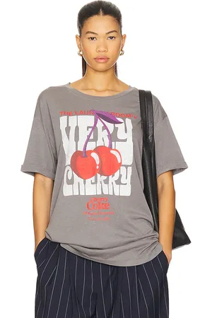 The Laundry Room Very Cherry Coke Oversized Tee in Grey. - size L (also in M, S, XL, XS)