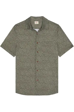Faherty Short Sleeve Hermosa Shirt in Green. - size L (also in M, S, XL/1X)