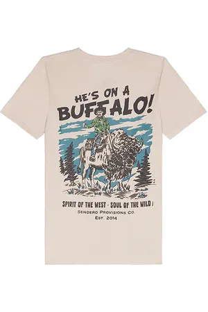 Sendero Provisions Buffalo Tee in Cream. - size L (also in M, S, XL/1X)