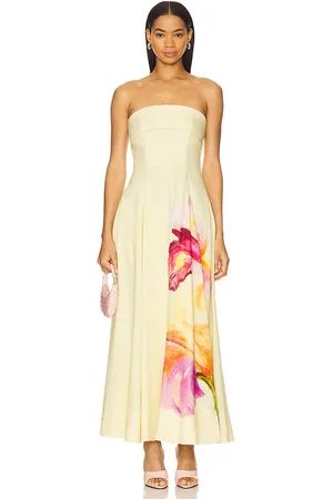 Nicholas Melody Corset Midi Dress in Lemon. - size 6 (also in 8)