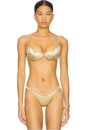 Isa Boulder Hold Bikini Top in Metallic Gold. - size L (also in M, S, XL, XS)