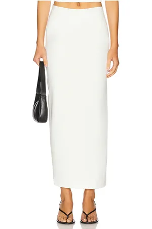 Leset Rio Side Slit Skirt in White. - size L (also in M, S, XL)