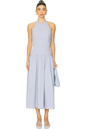 WeWoreWhat Halter Corset Midi Dress in Slate. - size L (also in XL, XS)