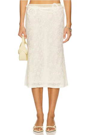 Marrknull Lace Layered Skirt in Cream. - size L (also in M, S)