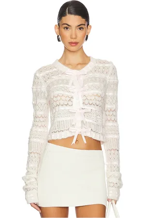 LOVESHACKFANCY Roselline Cardigan in Cream. - size L (also in S)