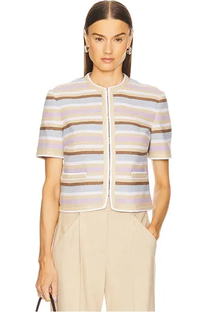 VERONICA BEARD Wyatt Jacket in Tan,Blue. - size 0 (also in 00, 10, 12, 2, 4, 6, 8)