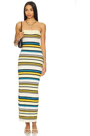 Solid The Courtney Dress in Yellow,Blue. - size L (also in M, S, XL, XS)