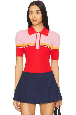 Essentiel Antwerp Haustral Ribbed Polo in Orange. - size L (also in S, XS)