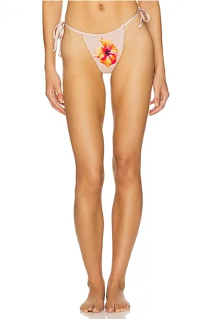 GOOD AMERICAN Satin Tiny Ties Bikini Bottom in Yellow. - size L (also in M, S, XL, XS, XXL)