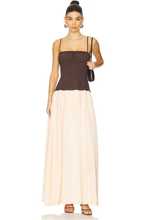 WeWoreWhat Ruffle Corset Maxi Dress in Brown. - size 0 (also in 00, 2)