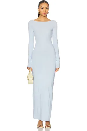 Cotton Citizen Marbella Long Sleeve Maxi Dress in Baby Blue. - size L (also in M, S, XS)