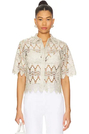 Frame The Lace Button Up Shirt in Mint. - size L (also in M, S, XL)