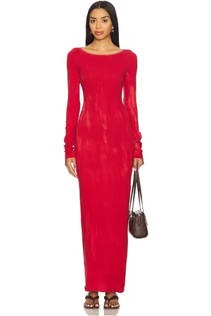 Cotton Citizen Marbella Long Sleeve Maxi Dress in Red. - size L (also in M, S, XS)