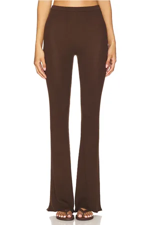 EAVES Bailee Rib Pant in Chocolate. - size L (also in M, S, XL, XS, XXS)