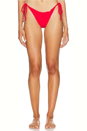 Luli Fama Seamless Wavy Ruched Back Bottoms in Red. - size L (also in S)