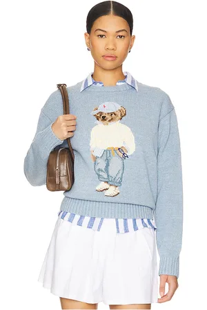 Ralph Lauren Cotton Bear Crew Neck Top in Baby Blue. - size L (also in M, S, XL, XS)