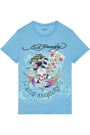 ED HARDY Skull Panther Tee in Blue. - size L (also in M, S, XL/1X)
