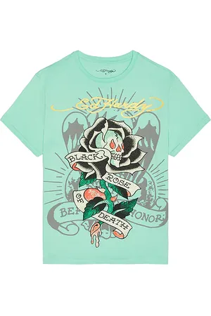ED HARDY Black Rose Rhinestone Tee in . - size L (also in M, S, XL/1X)