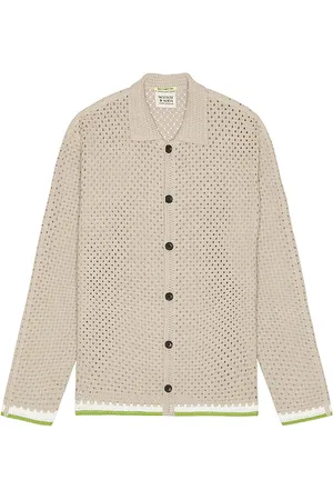 Scotch&Soda Crochet Long Sleeve Shirt in Taupe. - size L (also in M, XL/1X)