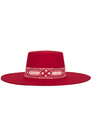 Lack of Color The Sierra Boater Hat in Red. - size M (also in S)