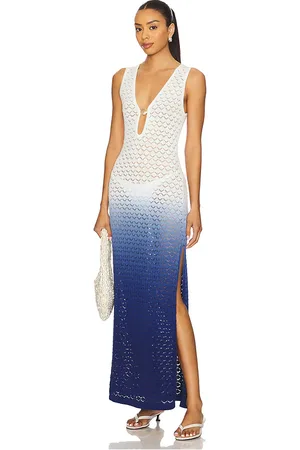 Runaway The Label Reina Maxi Dress in Ivory,Navy. - size L (also in M, S, XL, XS)