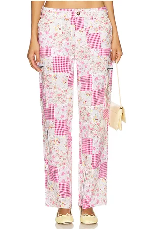 DANIELLE GUIZIO Adrian Patchwork Pant in Pink. - size M (also in S, XL, XS, XXS)
