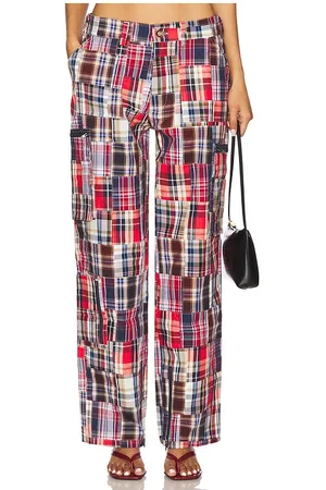 DANIELLE GUIZIO Adrian Patchwork Pant in Red. - size M (also in S, XS, XXS)