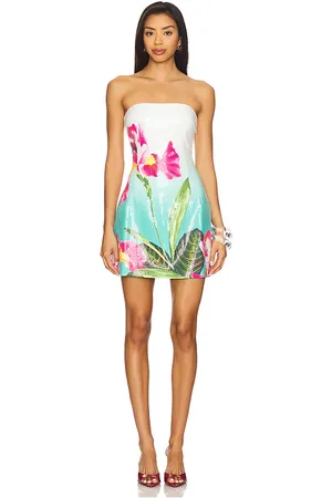 Runaway The Label Ibiza Mini Dress in Teal,Ivory. - size L (also in M, S, XL, XS)
