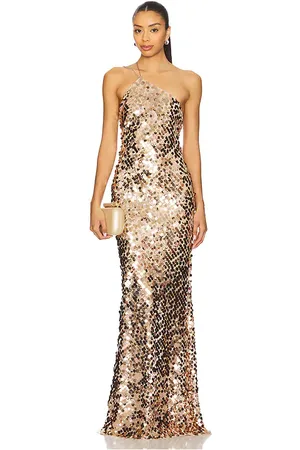 The Sei Paillette One Shoulder Gown in Metallic Bronze. - size 0 (also in 2)