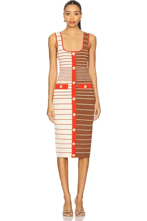 Retrofete Lyle Dress in Brown,Cream. - size L (also in M, S, XS)