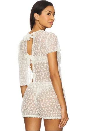 Only Hearts Little Flower Coquette Baby Tee in Ivory. - size L (also in M, S, XS)