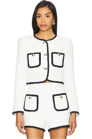 Cinq A Sept Contrast Auden Jacket in White. - size 00 (also in 10, 12, 2, 4, 6, 8)