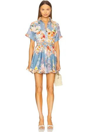 HEMANT AND NANDITA Short Dress With Buckle Belt in Blue. - size L (also in M, S, XL)