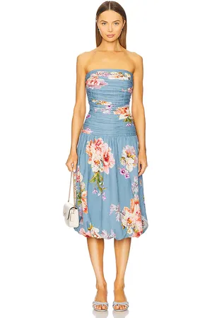 HEMANT AND NANDITA Ruched Midi Dress in Blue. - size L (also in M, S, XL, XS, XXS)