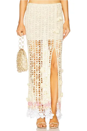 ANDREEVA Handmade Crochet Skirt in Cream. - size L (also in M, S, XL, XS)