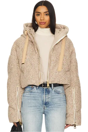 Khrisjoy Crop Puffer Jacket in Beige. - size 0 (also in 00)