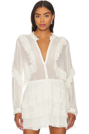 LOVESHACKFANCY Jelena Blouse in White. - size S (also in XL)