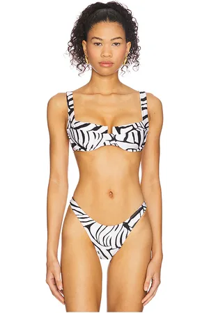 L*Space X Rails Bianca Bikini Top in White,Black. - size L (also in M, S, XL, XS)
